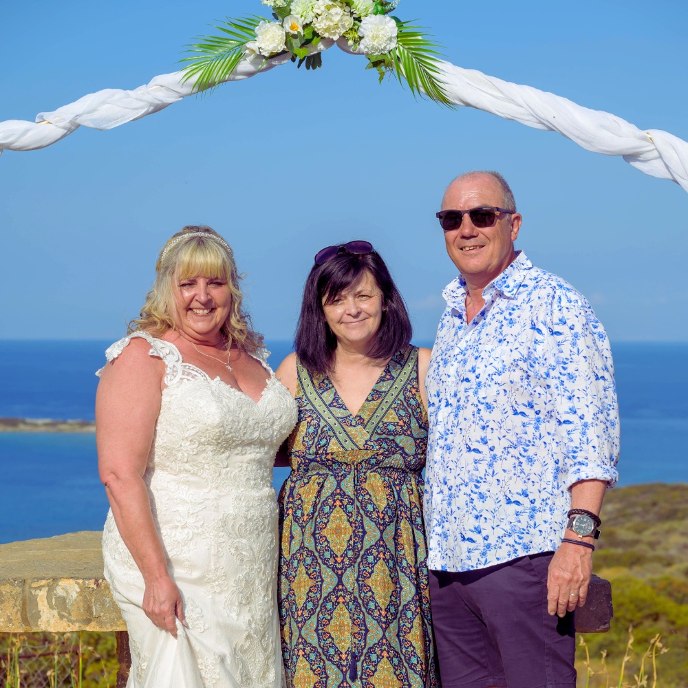 Owner of Dream Weddings in Crete ( Wedding Planning Service ) with a Bride & Groom  