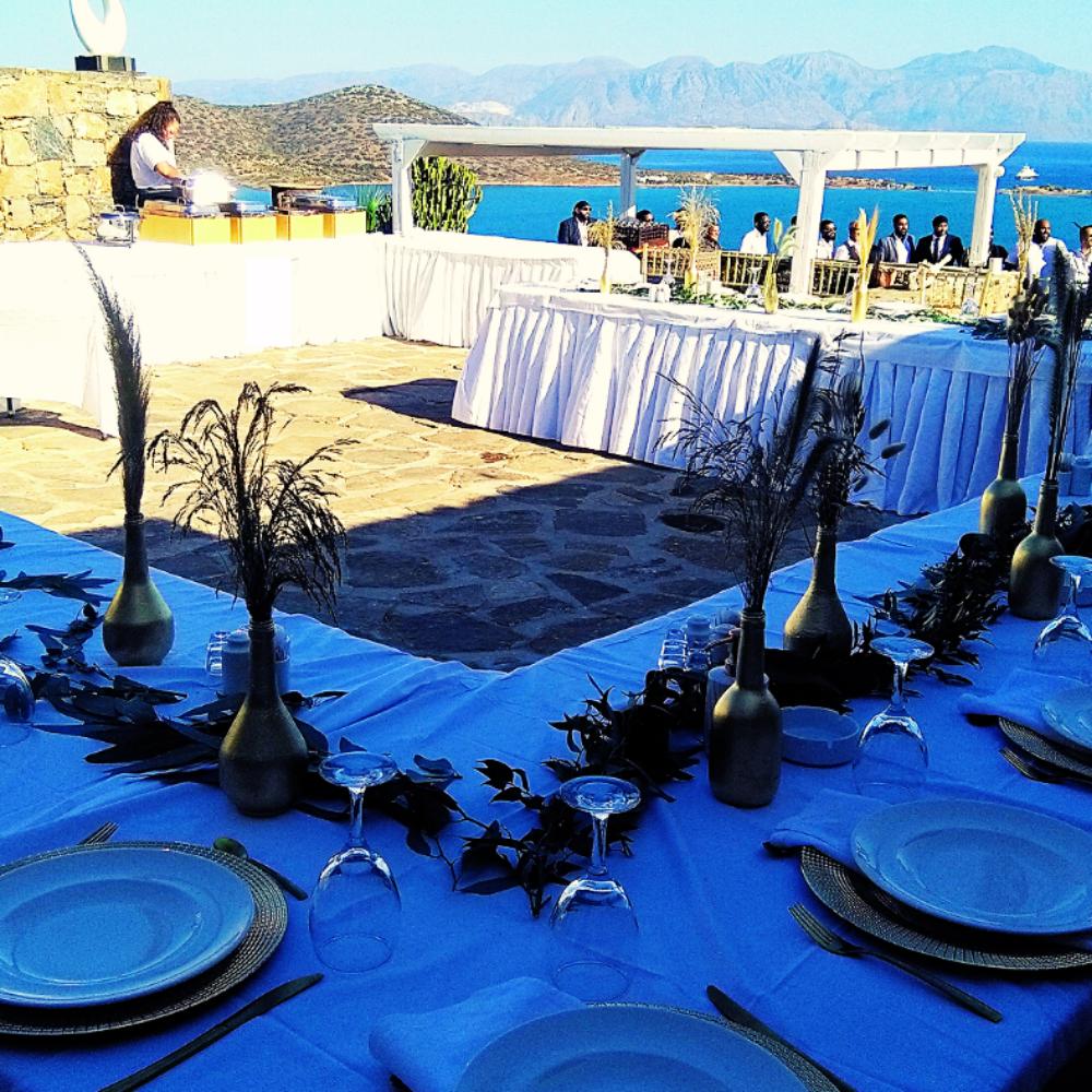 Symbolic Wedding Ceremony - Outdoor Buffet-reception-at-villa-in-Elounda