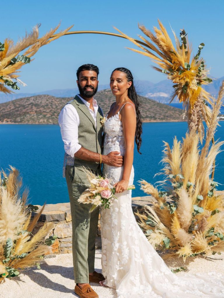 Happy couple after their wedding ceremony at Villa in Elounda